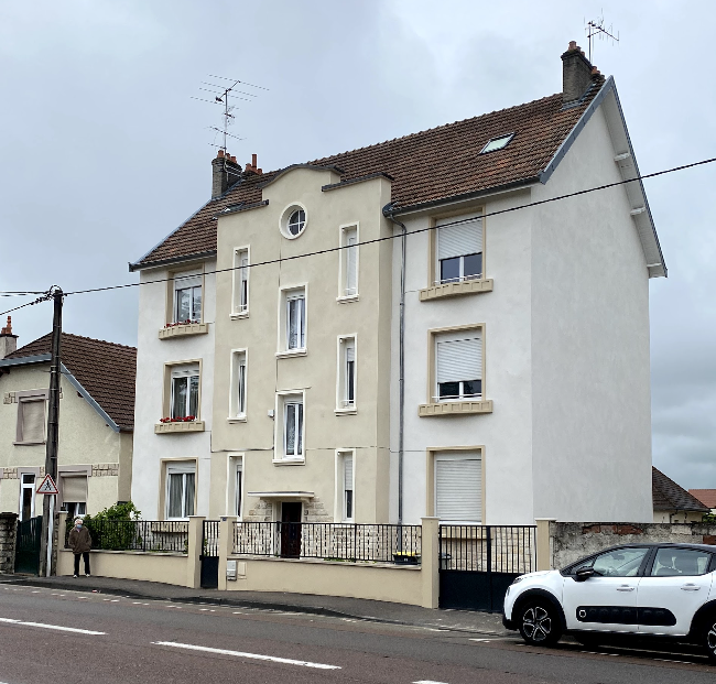 Chantier de ravalement de façade dans la rue Chevreul à Dijon